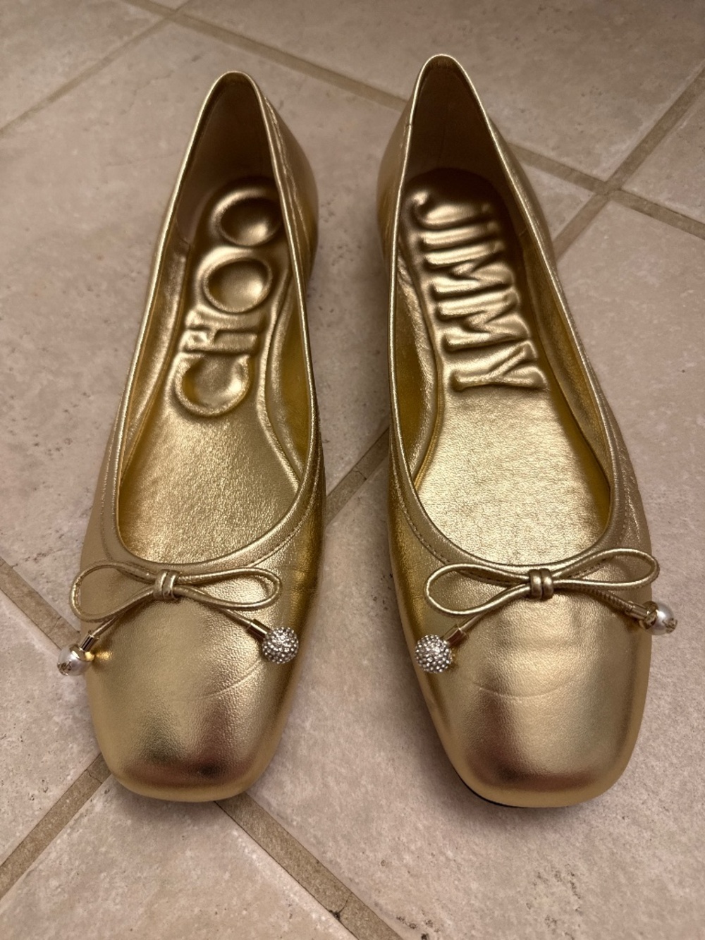 Jimmy Choi Gold Metallic Ballet Flat